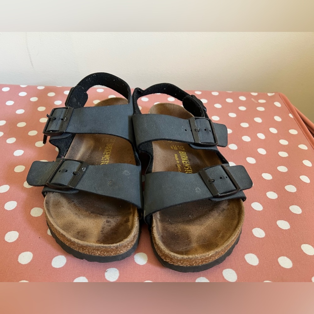 Birkenstock Milano, not leather, Blue, size 37 (would fit a 7.5 best), women’s